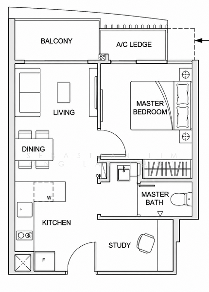 CHEAP City Fringe Freehold 1 plus study!, , 1 Bedroom, 463 sqft, Apartment For Sale, by Sebastian Lim Ong Lai (恩莱), 500224581 - PropertyGuru.com.sg