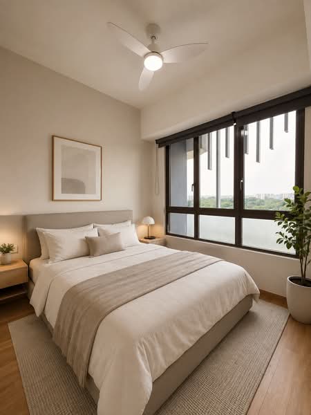 The Tre Ver, 66 Potong Pasir Avenue 1, 2 Bedrooms, 700 sqft, Condominium For Sale, by Zoe Lim, 500224849 - Bedroom - AI illustration - PropertyGuru.com.sg