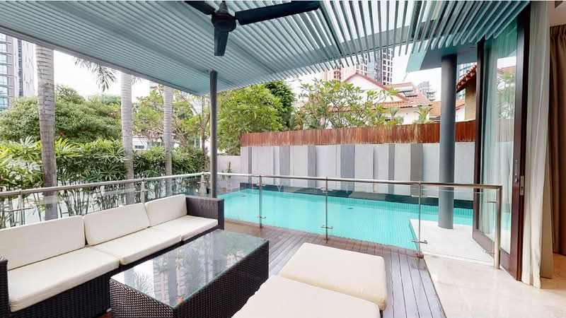 46 one tree hill, One Tree Hill, 6 Bedrooms, 6,780 sqft, Detached House For Rent, by Casey Lim, 500226518 - Outdoor garden terrace with ceiling fan - PropertyGuru.com.sg