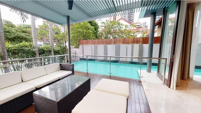46 one tree hill, One Tree Hill, 6 Bedrooms, 6,780 sqft, Detached House For Rent, by Casey Lim, 500226518 - Outdoor garden terrace with ceiling fan - PropertyGuru.com.sg