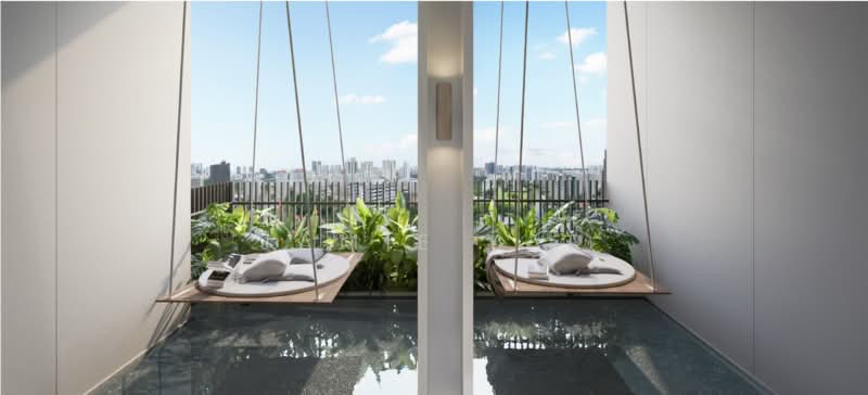 Promenade Peak, 1 Zion Road, 3 Bedrooms, 1,033 sqft, Condominium For Sale, by Jamie Yap, 500226560 - Floating Hammock on level 22 Social Peak - PropertyGuru.com.sg