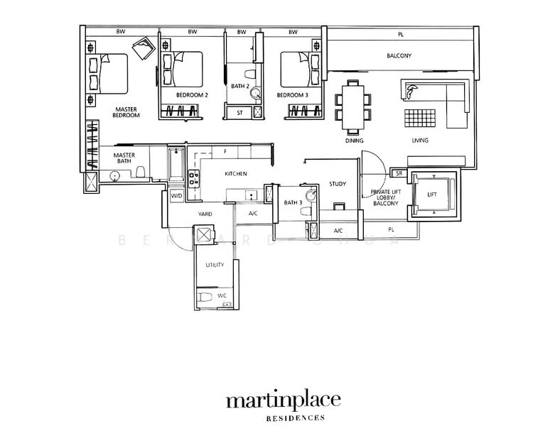 Martin Place Residences, 2 Martin Place, 3 Bedrooms, 1,722 sqft, Condominium For Rent, by Bernard Chua, 500227023 - PropertyGuru.com.sg