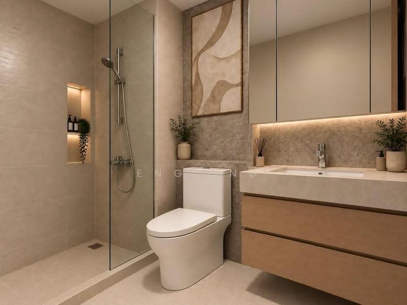 The Lakefront Residences, 48 Lakeside Drive, Boon Lay / Jurong / Tuas, 1 Bedroom, 624 sqft, Condominium For Sale, by Eng Ong, 500227636 - Bathroom (Virtually Staged) - PropertyGuru.com.sg
