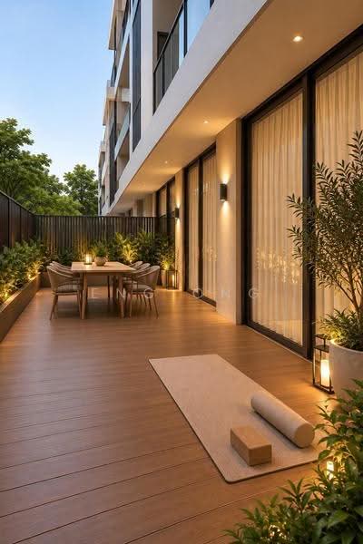 The Lakefront Residences, 48 Lakeside Drive, Boon Lay / Jurong / Tuas, 1 Bedroom, 624 sqft, Condominium For Sale, by Eng Ong, 500227636 - Private Patio (Virtually Staged) - PropertyGuru.com.sg