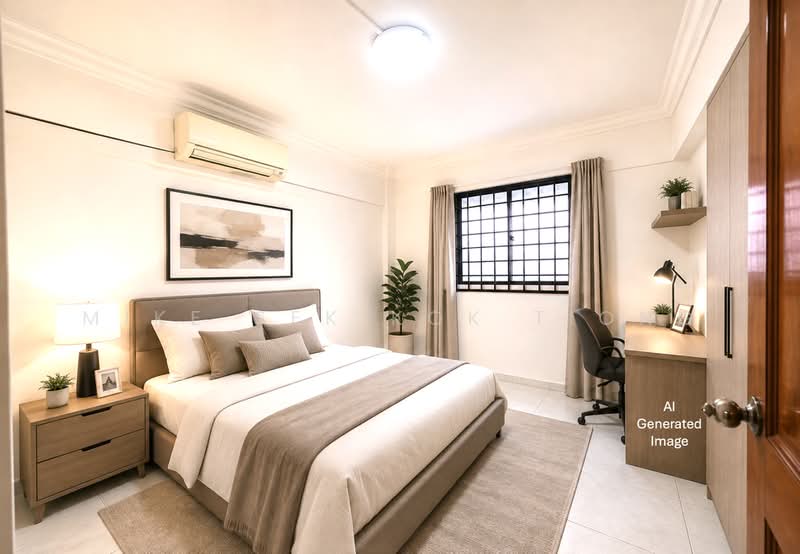 23 Hougang Avenue 3, 23 Hougang Avenue 3, 2 Bedrooms, 785 sqft, HDB Flat For Sale, by Mike Sek Kok Tiong, 500228447 - AI generated - Bedroom - PropertyGuru.com.sg