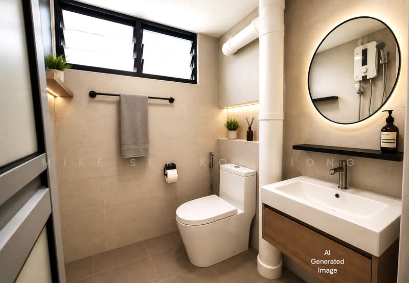 23 Hougang Avenue 3, 23 Hougang Avenue 3, 2 Bedrooms, 785 sqft, HDB Flat For Sale, by Mike Sek Kok Tiong, 500228447 - AI generated - Bathroom - PropertyGuru.com.sg