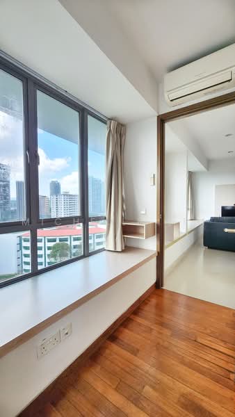 Novelis @ Novena, 75 Sinaran Drive, 2 Bedrooms, 527 sqft, Condominium For Sale, by Michelle Lim, 500229519 - Master bedroom, looking out to living - PropertyGuru.com.sg