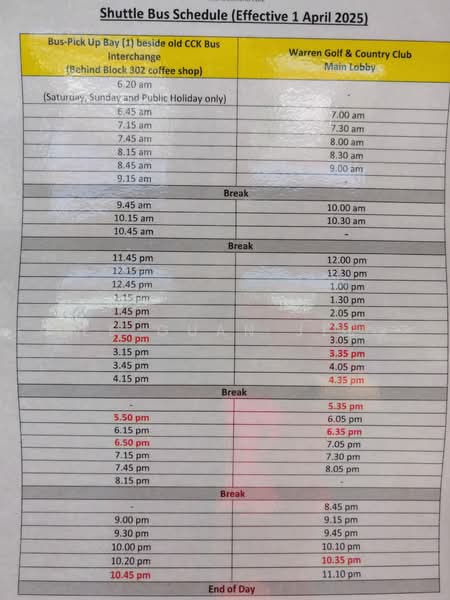 Warren Golf & CC, Choa Chu Kang Way, 715 sqft, Other Retail For Rent, by Ee Guan Jee, 500230264 - shuttle bus schedule - CommercialGuru.com.sg