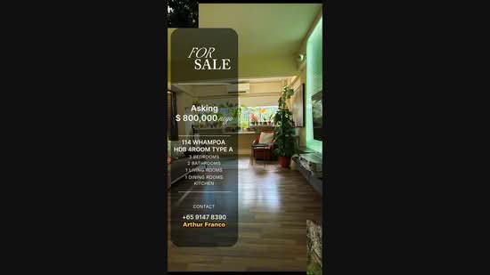 114 Whampoa Road, 114 Whampoa Road, 3 Bedrooms, 1,152 sqft, HDB Flat For Sale, by Arthur Franco, 500230811 - PropertyGuru.com.sg