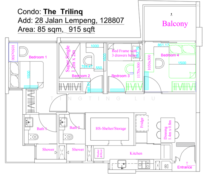 The Trilinq, 28 Jalan Lempeng, Room Rental, 86 sqft, Condominium For Rent, by Tingting Liu, 500231166 - PropertyGuru.com.sg