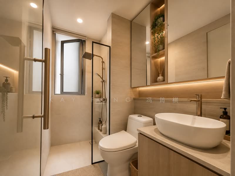 Riversails, 22 Upper Serangoon Crescent, 3 Bedrooms, 947 sqft, Condominium For Sale, by Kay Fong 冯筠棋, 500232886 - Common Bathroom (AI generated) - PropertyGuru.com.sg