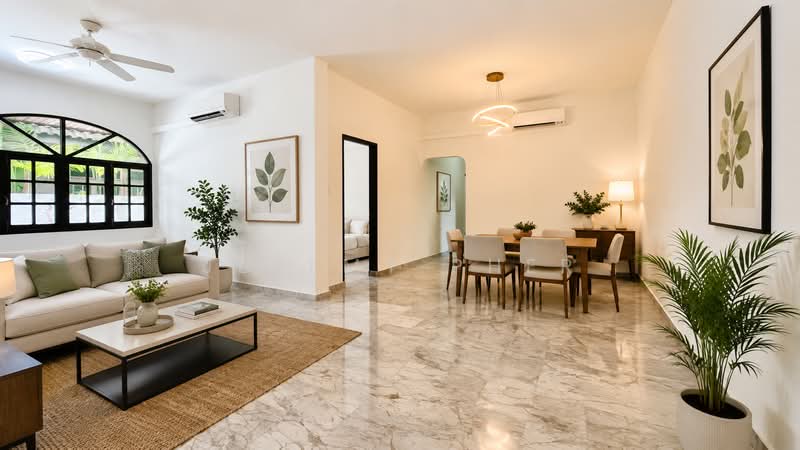 Serangoon Garden Estate 1 storey semi detached, Farleigh Ave, Portchester, Bridport, Cowdray, Huddington, 5 Bedrooms, 3,500 sqft, Semi-Detached House For Rent, by Jeremy Pher, 500234003 - Living hall - PropertyGuru.com.sg