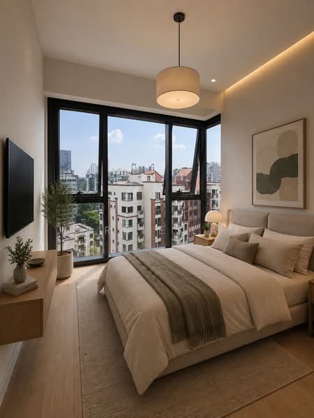 Perfect Ten, 323 Bukit Timah Road, 2 Bedrooms, 786 sqft, Condominium For Sale, by Terrie Lam, 500234659 - Master room illustration  - PropertyGuru.com.sg