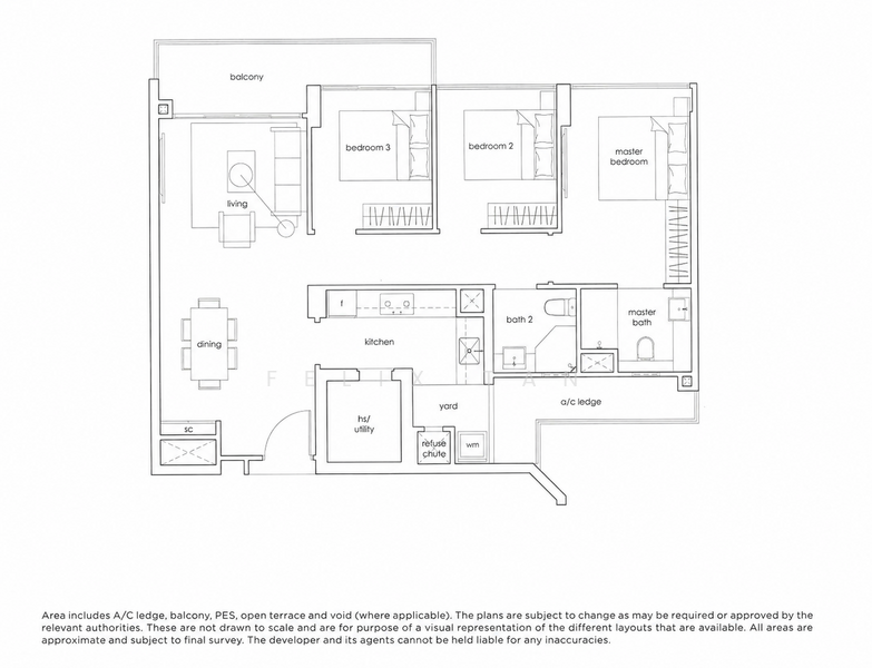 Heron Bay, Upper Serangoon View, 3 Bedrooms, 1,033 sqft, Condominium For Rent, by Felix Tan, 500235250 - PropertyGuru.com.sg