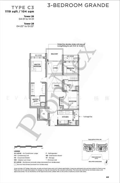 Sceneca Residence, Tanah Merah Kechil Link, 3 Bedrooms, 1,119 sqft, Condominium For Rent, by Evan Yang 杨辉, 500235468 - PropertyGuru.com.sg