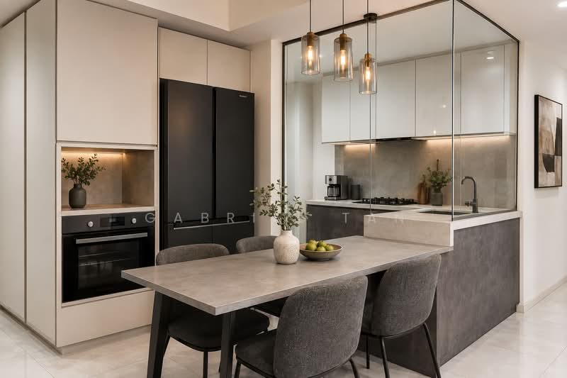 Twin Waterfalls, 100 Punggol Walk, 3 Bedrooms, 1,109 sqft, Condominium For Sale, by Gabriel Tan, 500236321 - Dry Kitchen (Artist Impression) - PropertyGuru.com.sg