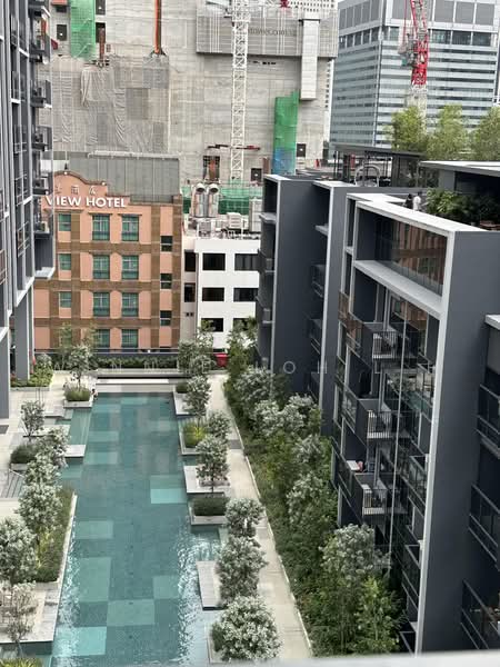The M, 36 Middle Road, 1 Bedroom, 441 sqft, Condominium For Rent, by Winnie Loh L H, 500236717 - Balcony over looking pool - PropertyGuru.com.sg