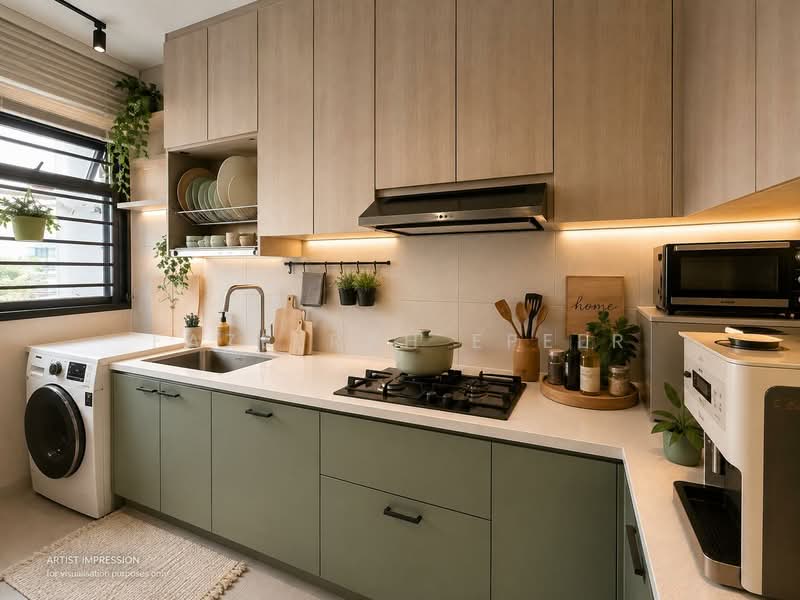 547C Segar Road, 547C Segar Road, 1 Bedroom, 506 sqft, HDB Flat For Sale, by Fazeerah Epeer, 500237470 - Kitchen (Artistic Impression) - PropertyGuru.com.sg