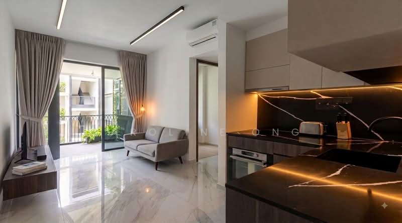 Jervois Mansion, 4 Jervois Close, 2 Bedrooms, 646 sqft, Condominium For Sale, by Caroline Ong, 500238128 - Living Kitchen AI enchanced - PropertyGuru.com.sg