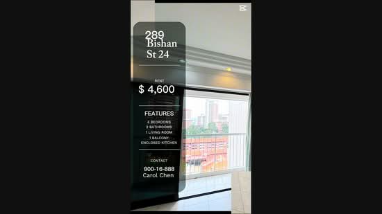 289 Bishan Street 24, 289 Bishan Street 24, 4 Bedrooms, 1,302 sqft, HDB Flat For Rent, by Carol Chen, 500239105 - PropertyGuru.com.sg