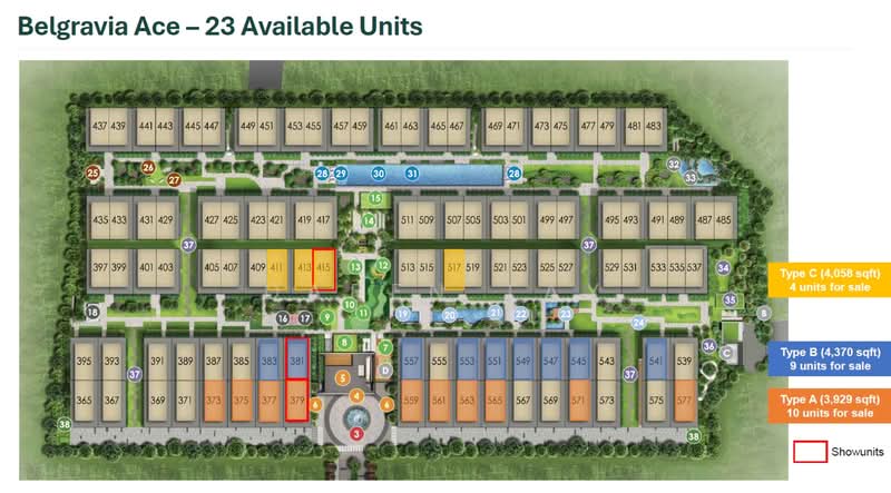 Belgravia Ace, 100 Belgravia Drive, Seletar / Yio Chu Kang, 5 Bedrooms, 4,370 sqft, Semi-Detached House For Sale, by Daren Tay, 500239404 - Project layout - Overview - PropertyGuru.com.sg