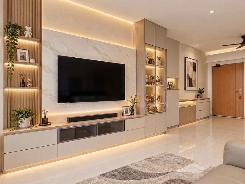 213A Punggol Walk, 213A Punggol Walk, Hougang / Punggol / Sengkang, 3 Bedrooms, 1,001 sqft, HDB Flat For Sale, by Ashley Huang, 500242850 - Living Room AI image - PropertyGuru.com.sg