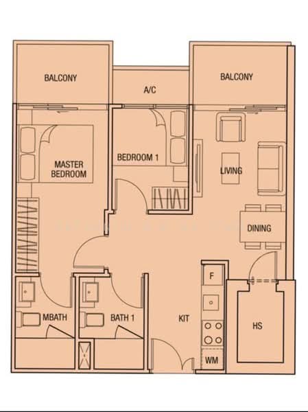 Midtown Residences, 1189 Upper Serangoon Road, 2 Bedrooms, 646 sqft, Condominium For Rent, by Dennis Lim, 500243102 - Master Bedroom - PropertyGuru.com.sg