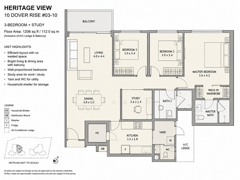 Heritage View, 10 Dover Rise, 3 Bedrooms, 1,206 sqft, Condominium For Sale, by JX Kang, 500243172 - PropertyGuru.com.sg