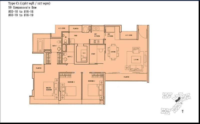 The Quartz, 59 Compassvale Bow, 3 Bedrooms, 1,313 sqft, Condominium For Rent, by Mark G, 500244010 - PropertyGuru.com.sg
