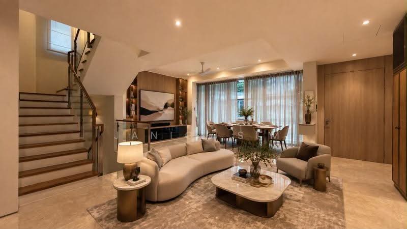 Paterson Residence, 83 Paterson Road, Orchard / River Valley, 5 Bedrooms, 3,854 sqft, Condominium For Rent, by Janice Sim, 500245774 - Living Room (AI rendered) - PropertyGuru.com.sg