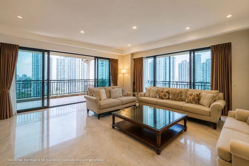 Regency Park, 3 Nathan Road, 4 Bedrooms, 3,650 sqft, Condominium For Rent, by Sandy Chieng, 500246075 - Living Room - PropertyGuru.com.sg