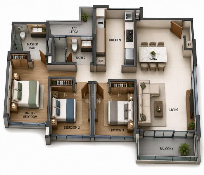 Riverparc Residence, 90 Punggol Drive, Hougang / Punggol / Sengkang, 3 Bedrooms, 990 sqft, Condominium For Sale, by Ronnie Chong 张仲捷, 500250082 - PropertyGuru.com.sg