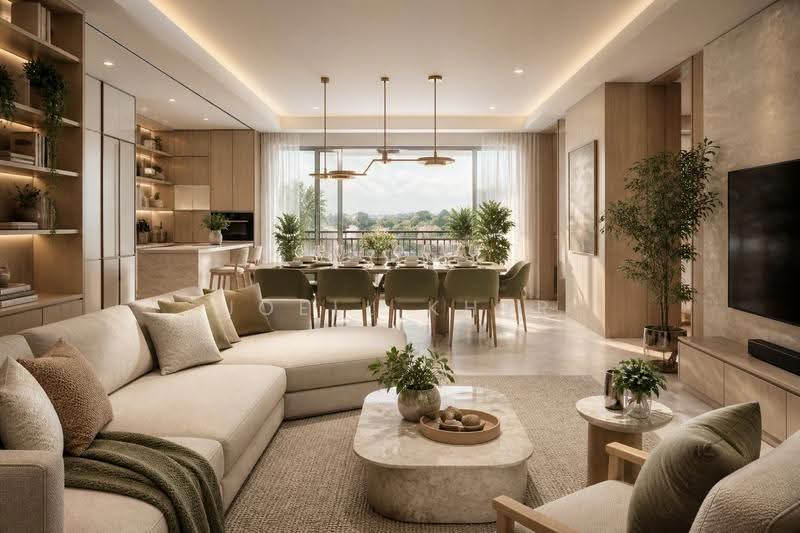 MRT LINKED ★ 5BR ★ 2 MASTER SUITES ★ MULTI-GEN READY, Tampines Ave 4, Bedok Reservoir Road. Tampines St 96, Bedok / Upper East Coast, 5 Bedrooms, 1,475 sqft, Condominium For Sale, by Joell Kher, 500250629 - Living Room - PropertyGuru.com.sg