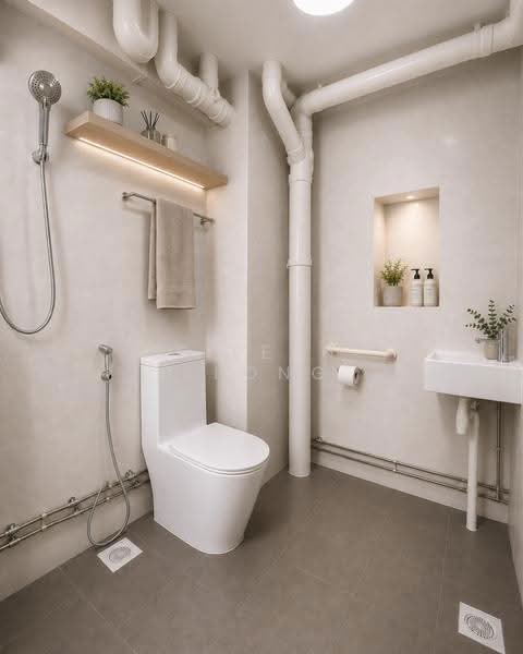 423 Hougang Avenue 6, 423 Hougang Avenue 6, Hougang / Punggol / Sengkang, 3 Bedrooms, 1,130 sqft, HDB Flat For Sale, by Eileen Leong, 500250952 - Bathroom (Use AI for Illustration) - PropertyGuru.com.sg