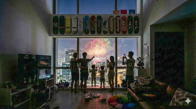 Strata, 1 Essex Road, Newton / Novena, 2 Bedrooms, 1,066 sqft, Apartment For Sale, by Homer Lau, 500251001 - AI stimulation of New Year fireworks - PropertyGuru.com.sg