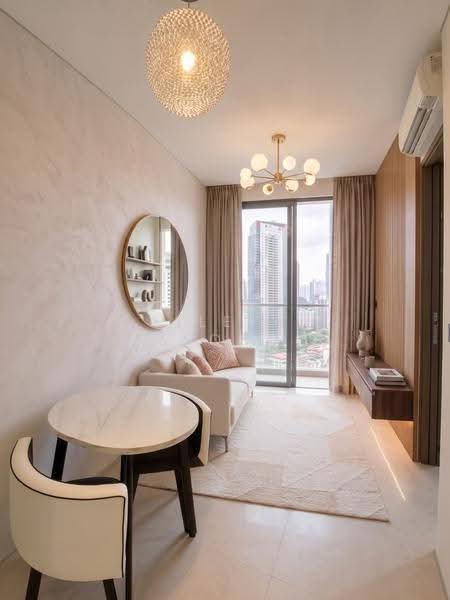 Robinson Suites, 50 Robinson Road, Boat Quay / Raffles Place / Marina, 2 Bedrooms, 603 sqft, Condominium For Sale, by Eileen Leong, 500253807 - Living Room (AI as Interior Design Idea) - PropertyGuru.com.sg