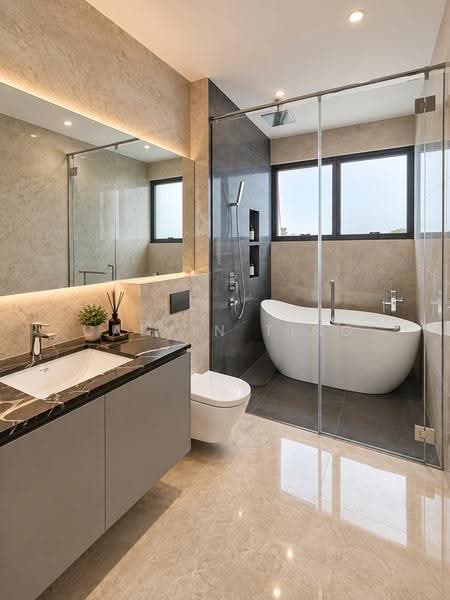 Brand New FREEHOLD Inter Terrace For Sale! Hillview D23, Hillview Crescent, Dairy Farm / Bukit Panjang / Choa Chu Kang, 6 Bedrooms, 7,240 sqft, Terraced House For Sale, by Calvin Ting, 500255214 - Bathroom - PropertyGuru.com.sg