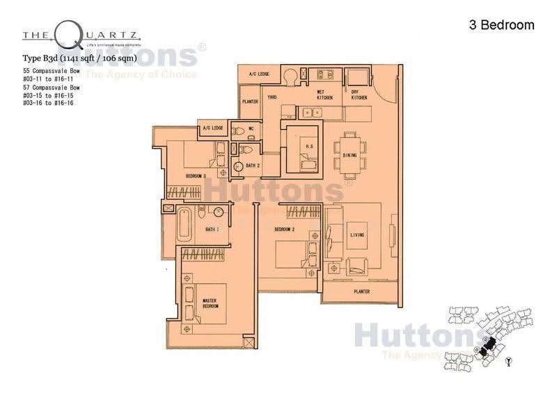 The Quartz, 55 Compassvale Bow, Hougang / Punggol / Sengkang, 3 Bedrooms, 1,141 sqft, Condominium For Rent, by James Mao, 500255445 - PropertyGuru.com.sg