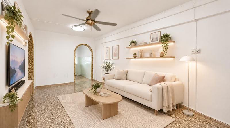 521 Bedok North Avenue 1, 521 Bedok North Avenue 1, Bedok / Upper East Coast, 2 Bedrooms, 721 sqft, HDB Flat For Sale, by Phylicia Hoe, 500256922 - Living Room (Staging) - PropertyGuru.com.sg