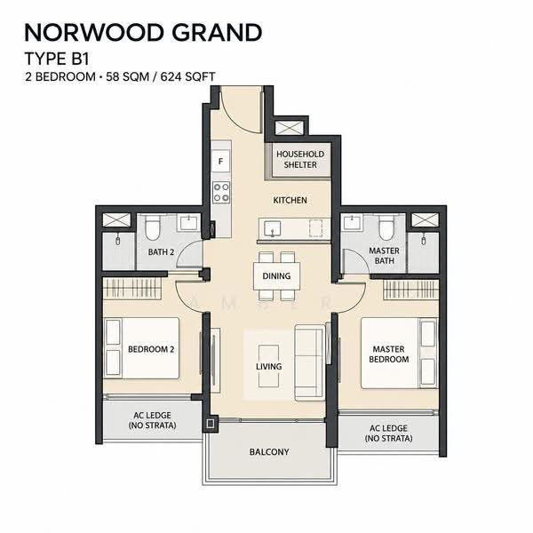 Norwood Grand, 10 Champions Way, Admiralty / Woodlands, 2 Bedrooms, 624 sqft, Condominium For Rent, by Amber Wang Ting, 500257344 - PropertyGuru.com.sg