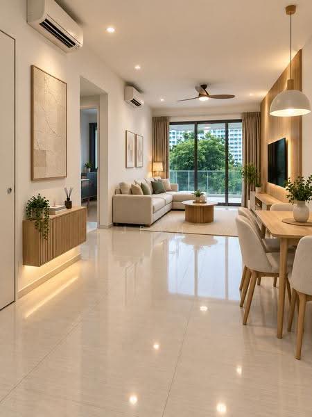 Riversound Residence, 7 Sengkang East Avenue, Hougang / Punggol / Sengkang, 2 Bedrooms, 753 sqft, Condominium For Sale, by Jean Chua, 500258344 - AI Generated Image of Living Rm - PropertyGuru.com.sg