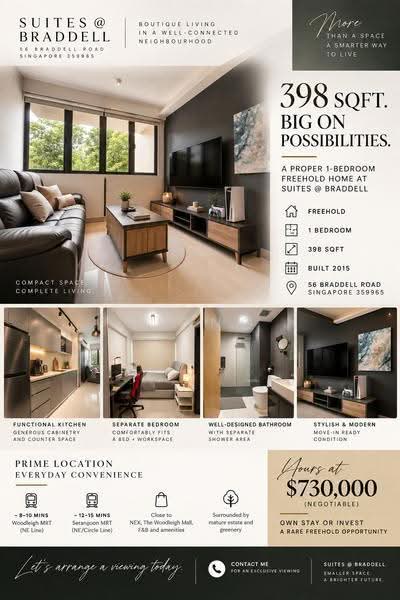 Suites@Braddell, 56 Braddell Road, Macpherson / Potong Pasir, 1 Bedroom, 398 sqft, Apartment For Sale, by Liong Chee Pang, 500260352 - Living Room - PropertyGuru.com.sg