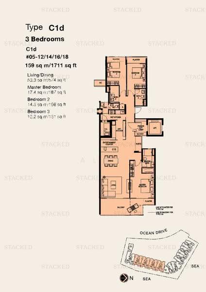 The Azure, 201 Ocean Drive, Harbourfront / Telok Blangah, 3 Bedrooms, 1,711 sqft, Condominium For Rent, by Alex Toh C W, 500260622 - PropertyGuru.com.sg