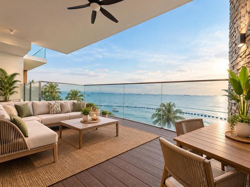 The Azure, 201 Ocean Drive, Harbourfront / Telok Blangah, 3 Bedrooms, 1,711 sqft, Condominium For Rent, by Zach Lin, 500260721 - Balcony - PropertyGuru.com.sg