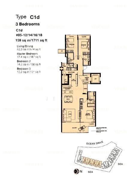 The Azure, 201 Ocean Drive, Harbourfront / Telok Blangah, 3 Bedrooms, 1,711 sqft, Condominium For Rent, by Jerry Lin, 500260725 - PropertyGuru.com.sg