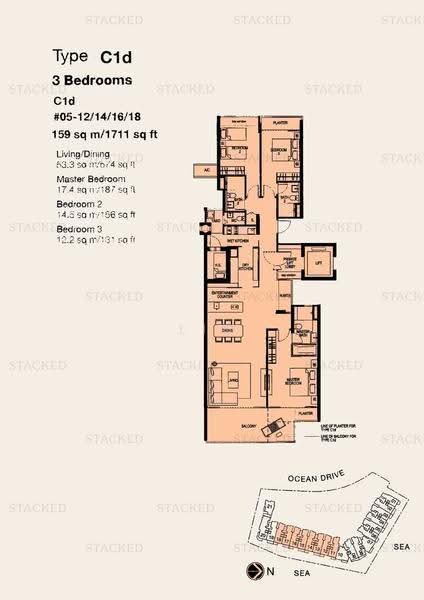 The Azure, 201 Ocean Drive, Harbourfront / Telok Blangah, 3 Bedrooms, 1,711 sqft, Condominium For Rent, by Lim Sheng Loo, 500260970 - PropertyGuru.com.sg