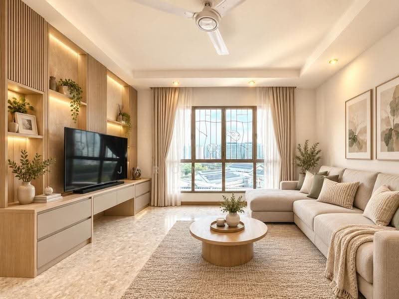 The Rivervale, 1 Rivervale Link, Hougang / Punggol / Sengkang, 3 Bedrooms, 1,302 sqft, Condominium For Sale, by Jaron Tan, 500263874 - Living Room (Illustration) - PropertyGuru.com.sg