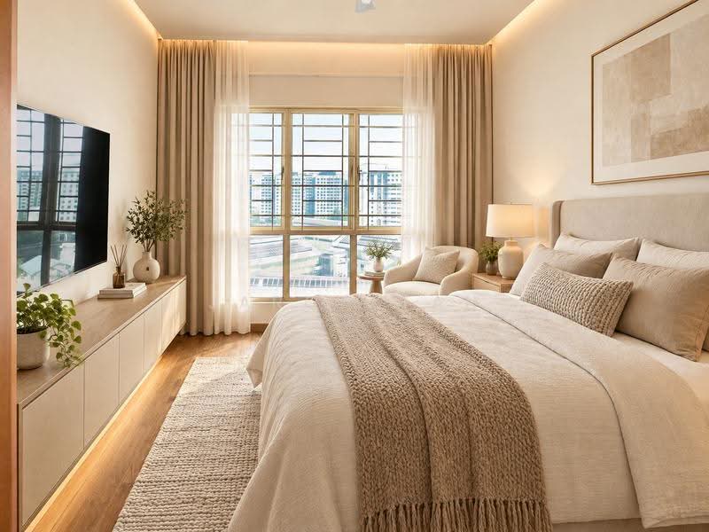 The Rivervale, 1 Rivervale Link, Hougang / Punggol / Sengkang, 3 Bedrooms, 1,302 sqft, Condominium For Sale, by Jaron Tan, 500263874 - Master Bedroom (Illustration) - PropertyGuru.com.sg