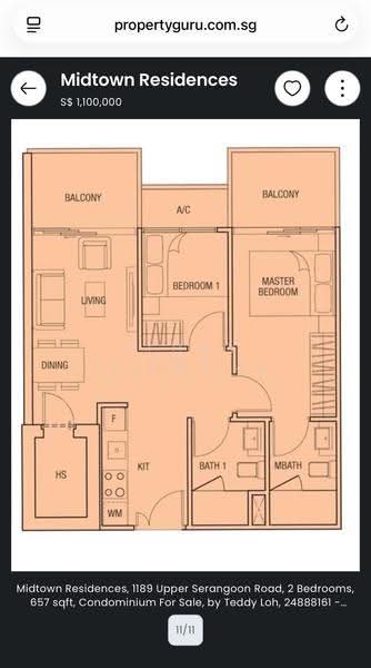 Midtown Residences, 1189 Upper Serangoon Road, Hougang / Punggol / Sengkang, 2 Bedrooms, 657 sqft, Condominium For Rent, by Teddy Loh, 500264016 - PropertyGuru.com.sg