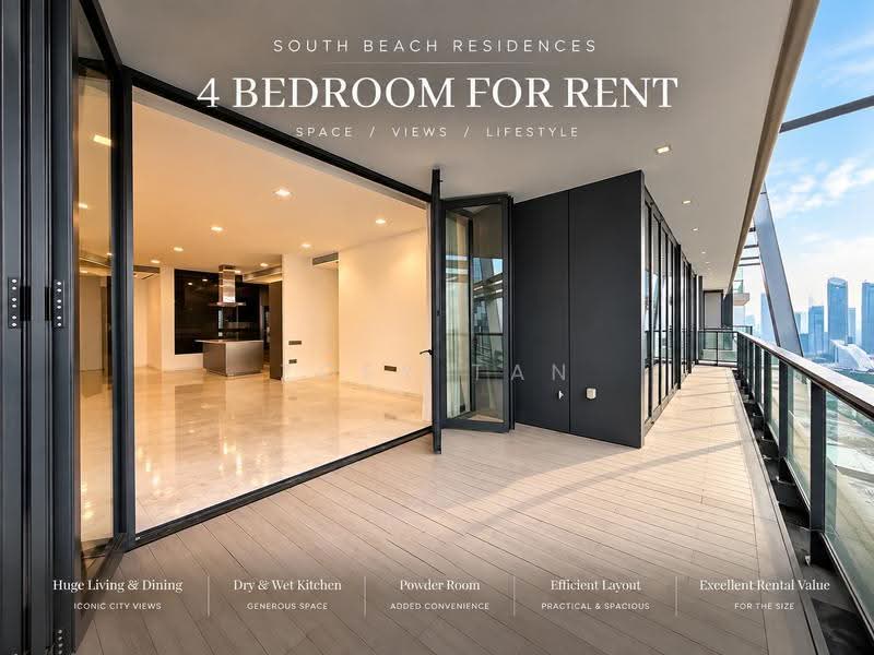 South Beach Residences, 28 South Beach Road, Beach Road / Bugis / Rochor, 4 Bedrooms, 2,357 sqft, Condominium For Rent, by Zoey Tan, 500264161 - Living Room - PropertyGuru.com.sg